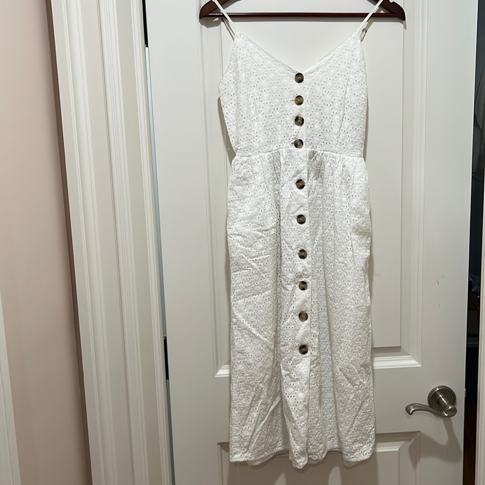 JAPNA EYELET WHITE COTTON SUMMER SPRING DRESS SIZE SMALL